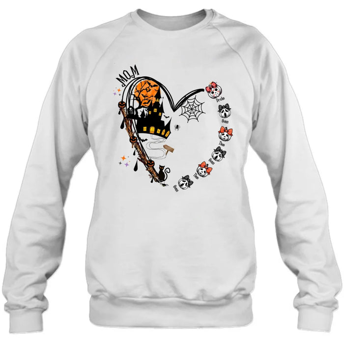Personalized Halloween Grandma Heart  T-shirt/Long Sleeve/Sweatshirt/Hoodie - Up to 6 Kids - Gift Idea For Grandma/Mom