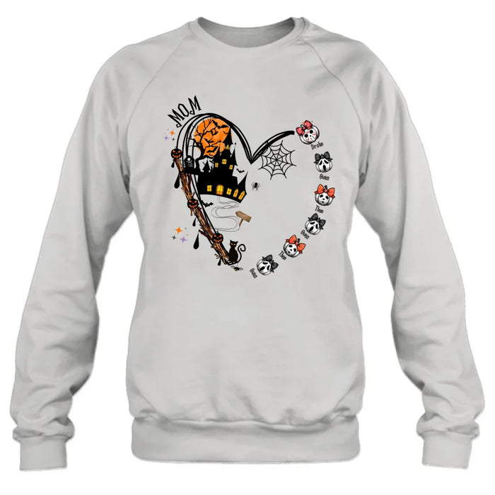Personalized Halloween Grandma Heart  T-shirt/Long Sleeve/Sweatshirt/Hoodie - Up to 6 Kids - Gift Idea For Grandma/Mom