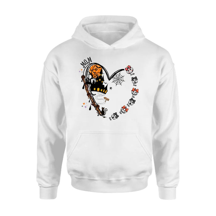 Personalized Halloween Grandma Heart  T-shirt/Long Sleeve/Sweatshirt/Hoodie - Up to 6 Kids - Gift Idea For Grandma/Mom
