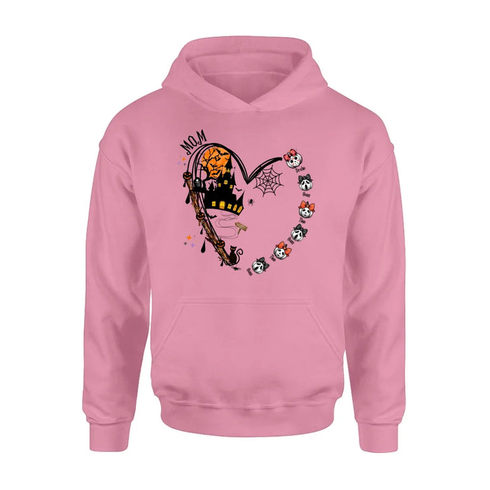 Personalized Halloween Grandma Heart  T-shirt/Long Sleeve/Sweatshirt/Hoodie - Up to 6 Kids - Gift Idea For Grandma/Mom