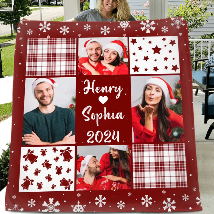Personalized Couple Quilt/Fleece Throw Blanket - Christmas Gift Idea For Couple - Upload Photo