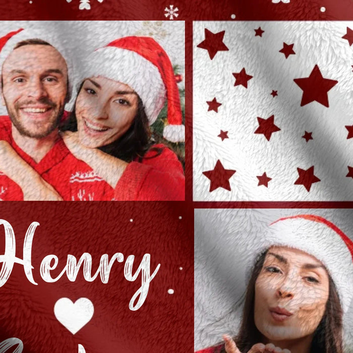 Personalized Couple Quilt/Fleece Throw Blanket - Christmas Gift Idea For Couple - Upload Photo
