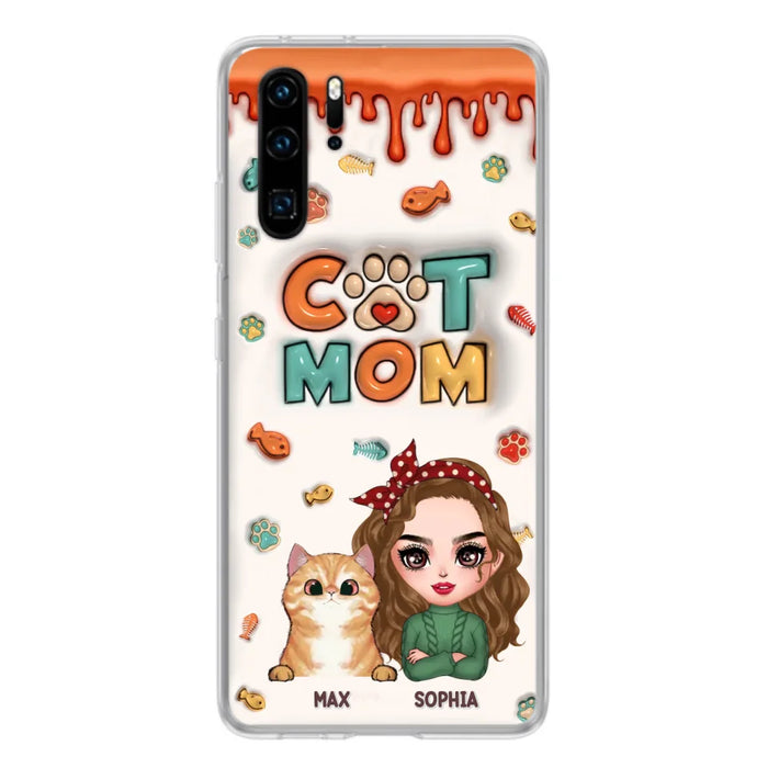 Personalized Cat Mom Phone Case - Christmas Gift Idea For Cat Lover - Up to 4 Cats - Oppo/ Xiaomi/ Huawei