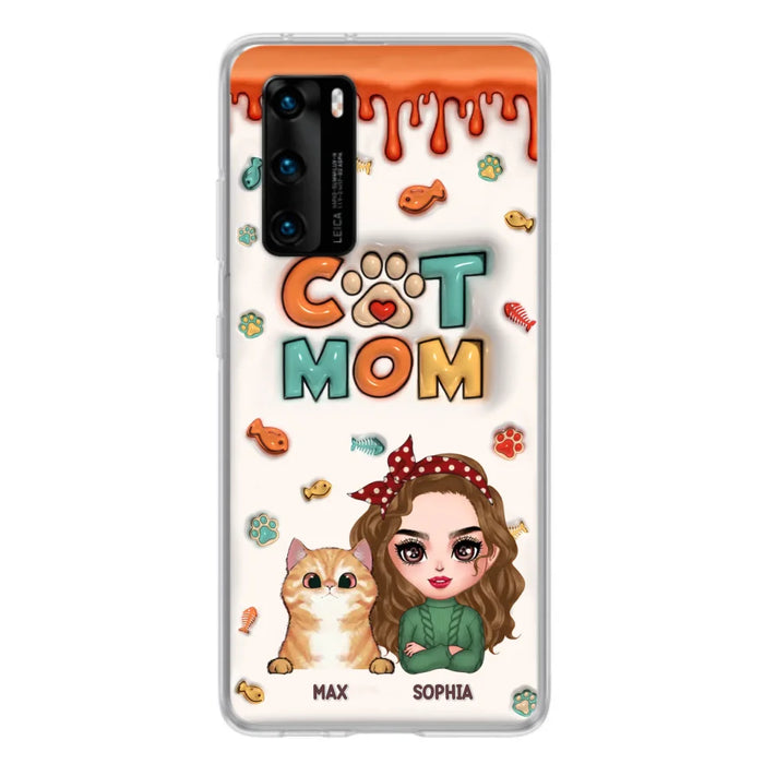 Personalized Cat Mom Phone Case - Christmas Gift Idea For Cat Lover - Up to 4 Cats - Oppo/ Xiaomi/ Huawei