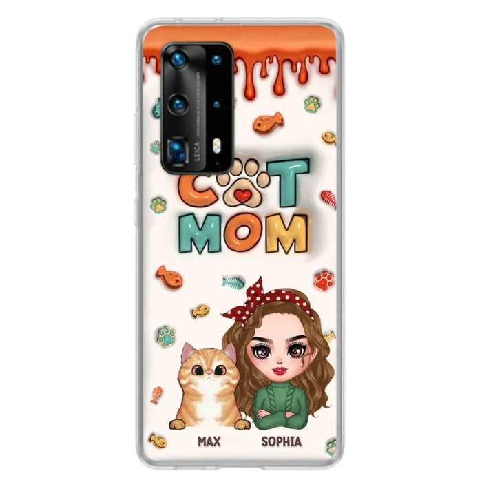 Personalized Cat Mom Phone Case - Christmas Gift Idea For Cat Lover - Up to 4 Cats - Oppo/ Xiaomi/ Huawei