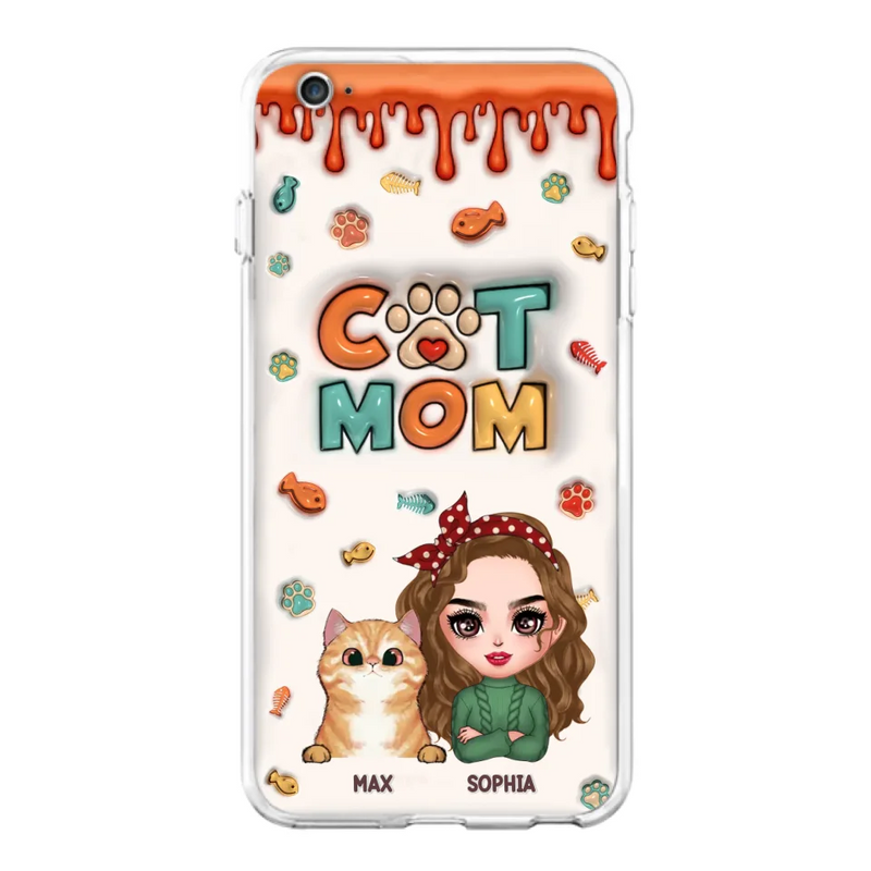 Custom Personalized Cat Mom iPhone/ Samsung Phone Case - Christmas Gift Idea For Cat Lover - Upto 4 Cats