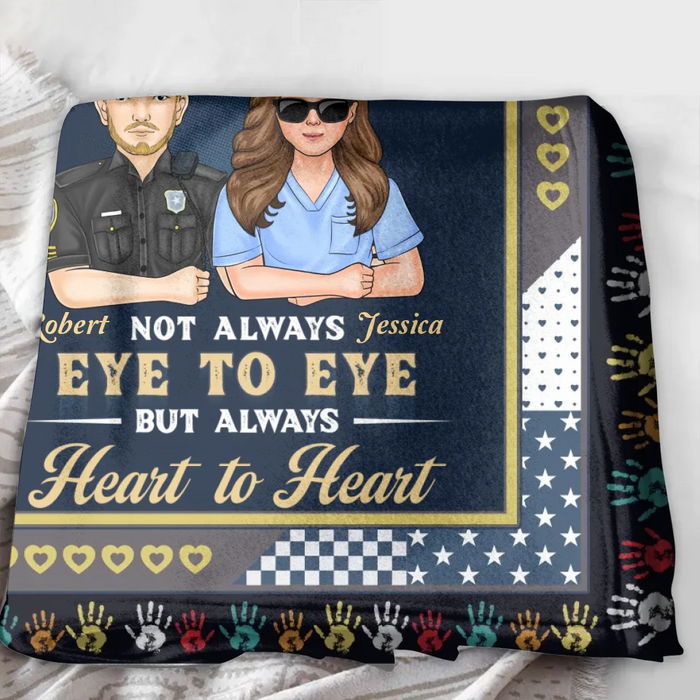 Personalized Dad Quilt/Fleece Throw Blanket - Gift Idea For Father's Day - Grandpa And Daughter Not Always Eye To Eye But Always Heart To Heart
