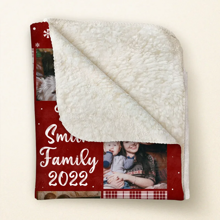 Personalized Family Quilt/Fleece Throw Blanket - Christmas Gift Idea For Couple - Upload Photo