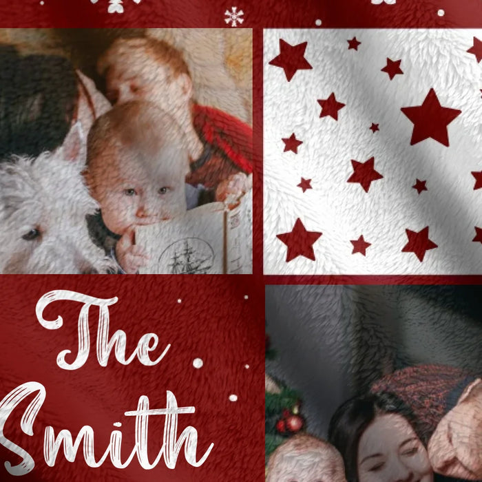 Personalized Family Quilt/Fleece Throw Blanket - Christmas Gift Idea For Couple - Upload Photo