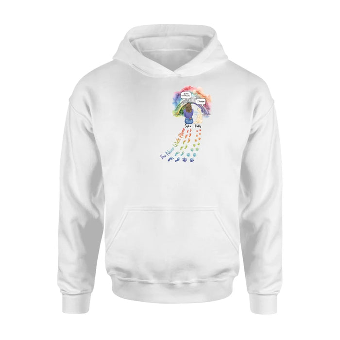 Personalized Rainbow Bridge T-shirt/Long Sleeve/Sweatshirt/Hoodie - Up to 4 Pets -Memorial  Gift Idea For Dog/Cat/Rabbit Lover - You Never Walk Alone