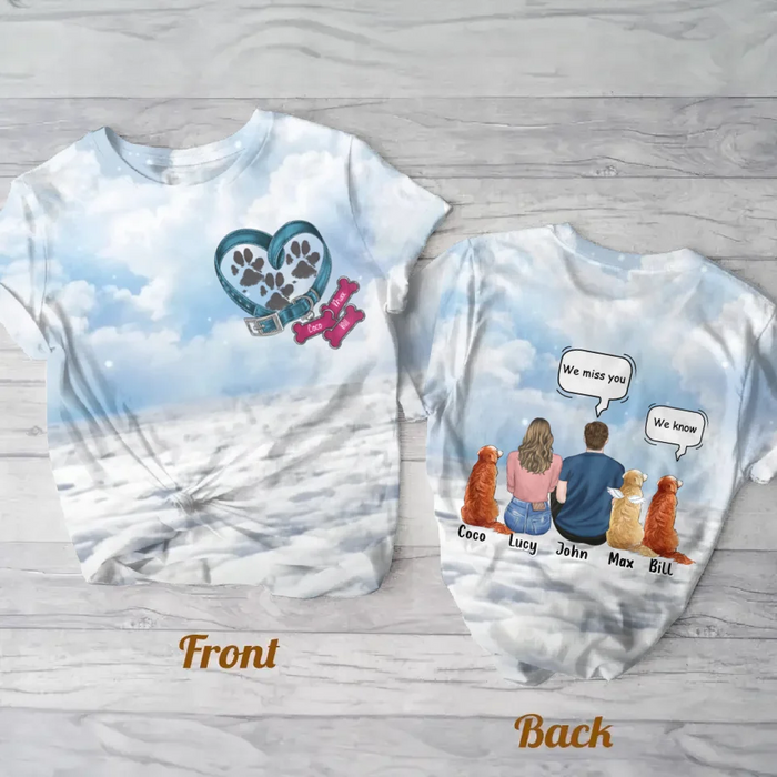 Personalized Memorial Pets AOP T-shirt - Couple/Adult With Up to 3 Pets - Memorial Gift For Dog/Cat Lover
