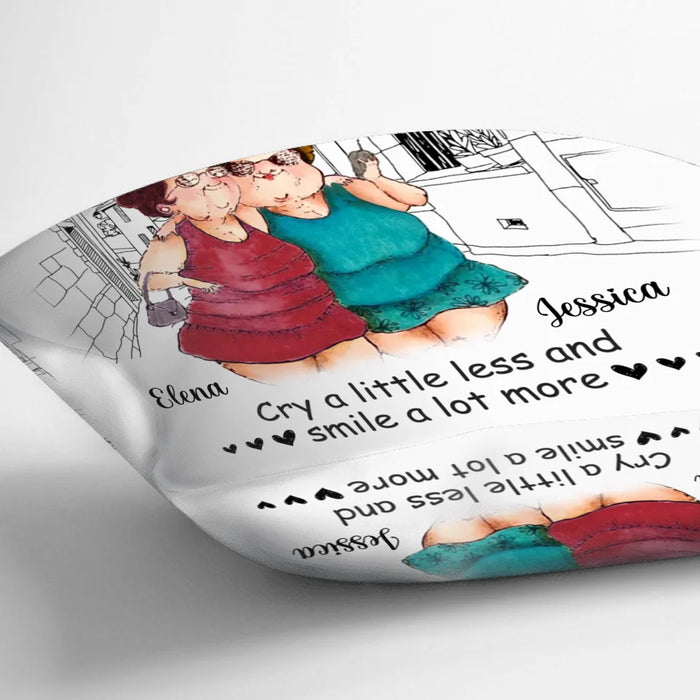 Personalized Old Friend Pillow Cover - Gift Idea For Old Friend - Because Of You I Laugh A Little Harder