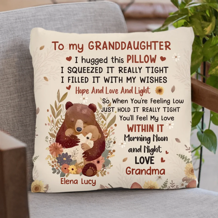 Personalized To My Granddaughter Quilt/Fleece Throw Blanket/Pillow Cover - Gift Idea For Grandma/Grandkids - When You're Feeling Low Just Hold It Really Tight