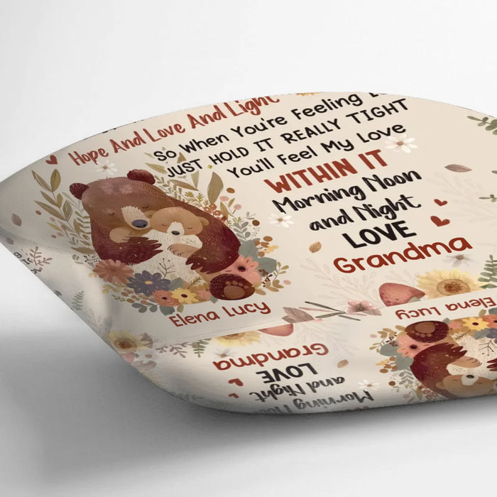 Personalized To My Granddaughter Quilt/Fleece Throw Blanket/Pillow Cover - Gift Idea For Grandma/Grandkids - When You're Feeling Low Just Hold It Really Tight