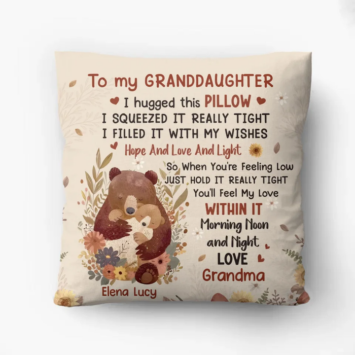 Personalized To My Granddaughter Quilt/Fleece Throw Blanket/Pillow Cover - Gift Idea For Grandma/Grandkids - When You're Feeling Low Just Hold It Really Tight