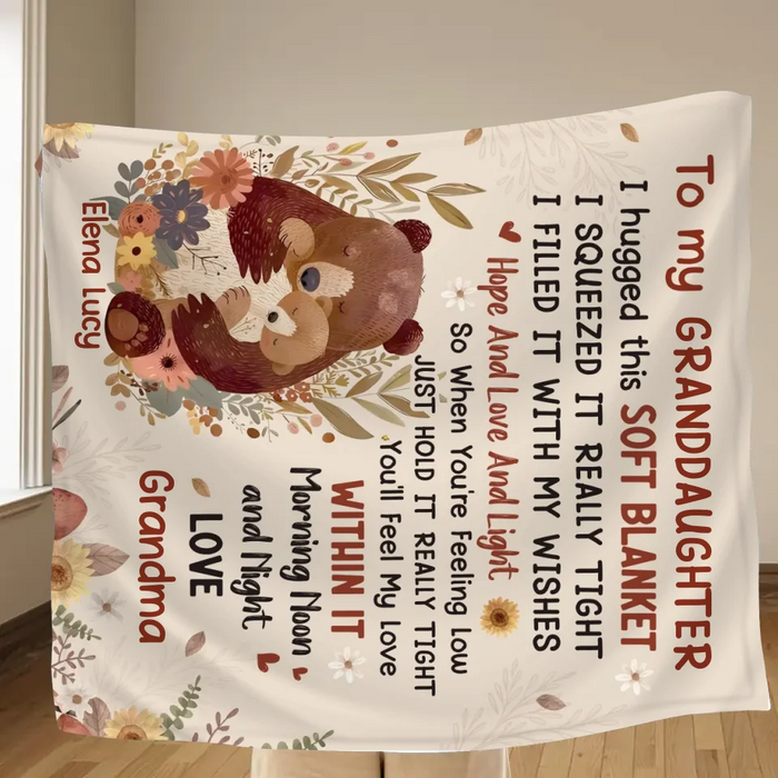 Personalized To My Granddaughter Quilt/Fleece Throw Blanket/Pillow Cover - Gift Idea For Grandma/Grandkids - When You're Feeling Low Just Hold It Really Tight