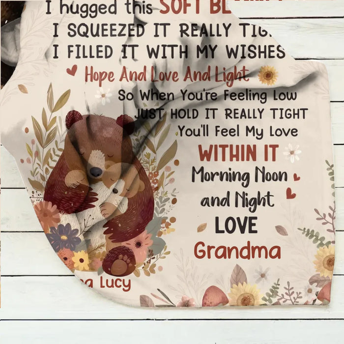 Personalized To My Granddaughter Quilt/Fleece Throw Blanket/Pillow Cover - Gift Idea For Grandma/Grandkids - When You're Feeling Low Just Hold It Really Tight