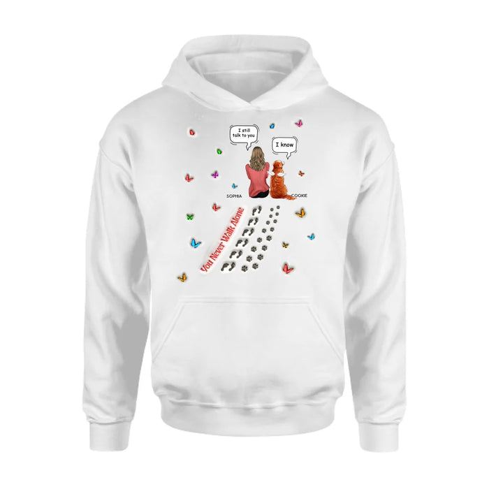 Personalized Memorial Dog T-shirt/Long Sleeve/Sweatshirt/Hoodie - Up to 3 Dogs - Gift Idea For Dog Lover - You Never Walk Alone