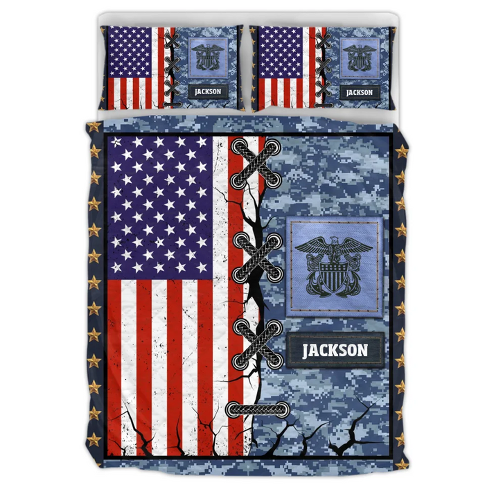 Personalized Veteran Quilt Bed Sets - Father's Day & Birthday Gift Idea For Veteran