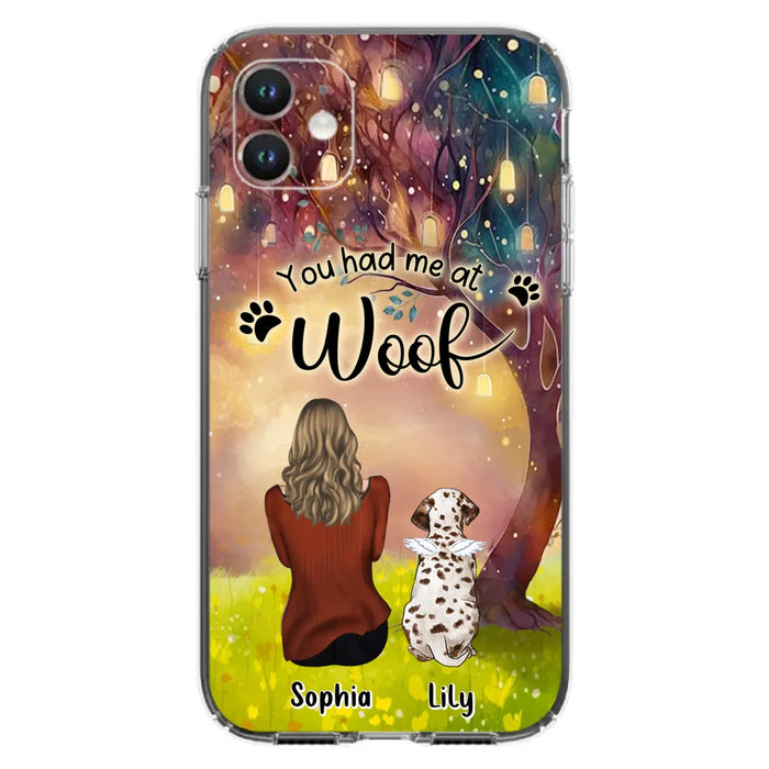 Custom Personalized Memorial Dog Mom Phone Case - Upto 3 Dogs - Memorial Gift Idea for Dog Lovers - You Had Me At Woof