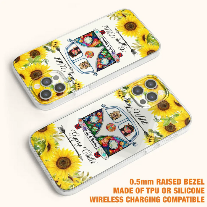 Personalized Hippie Girl Phone Case - Girl with up to 3 Pets - Phone case for iPhone, Samsung and Xiaomi