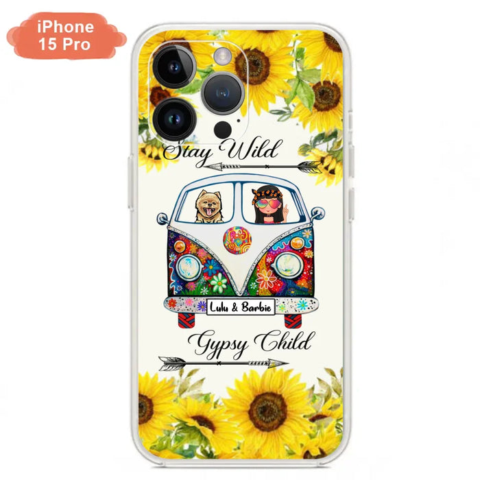 Personalized Hippie Girl Phone Case - Girl with up to 3 Pets - Phone case for iPhone, Samsung and Xiaomi