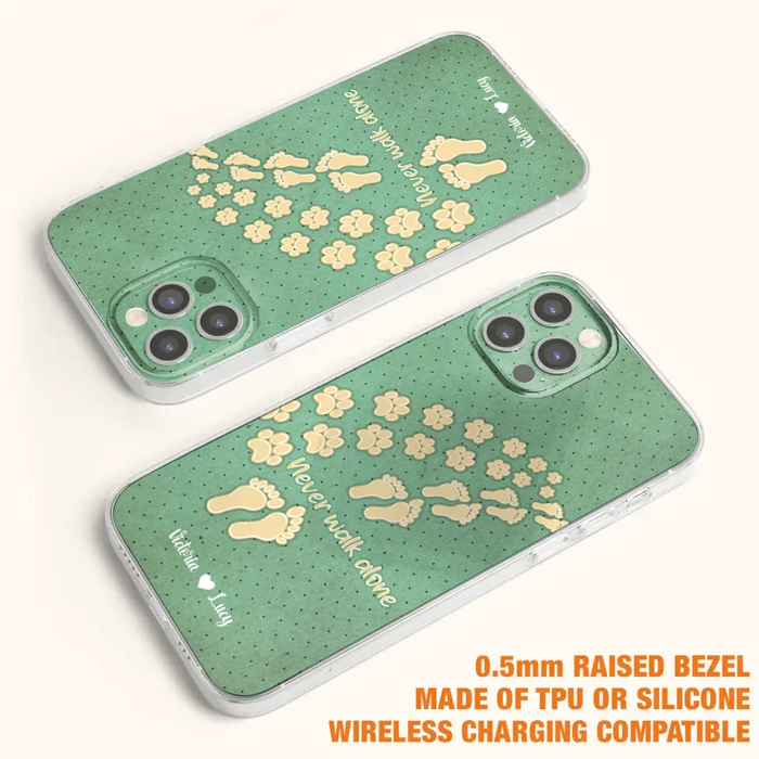 Personalized Dogs's Paws Phone Case - Best Gift Idea For Dog Lovers With Up to 3 Dogs's Paws - Never Walk ALone - Case For iPhone, Samsung And Xiaomi