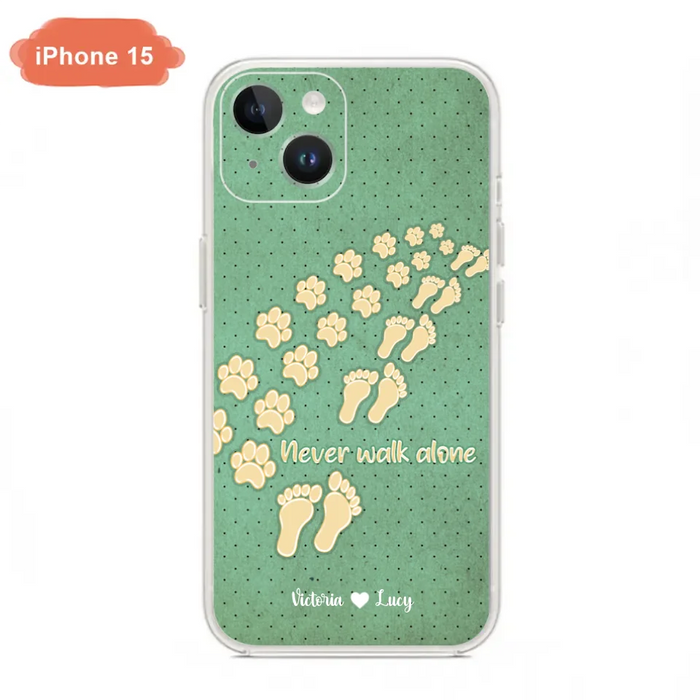 Personalized Dogs's Paws Phone Case - Best Gift Idea For Dog Lovers With Up to 3 Dogs's Paws - Never Walk ALone - Case For iPhone, Samsung And Xiaomi