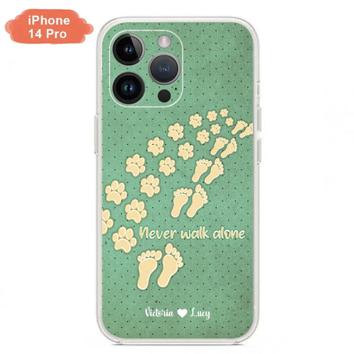 Personalized Dogs's Paws Phone Case - Best Gift Idea For Dog Lovers With Up to 3 Dogs's Paws - Never Walk ALone - Case For iPhone, Samsung And Xiaomi