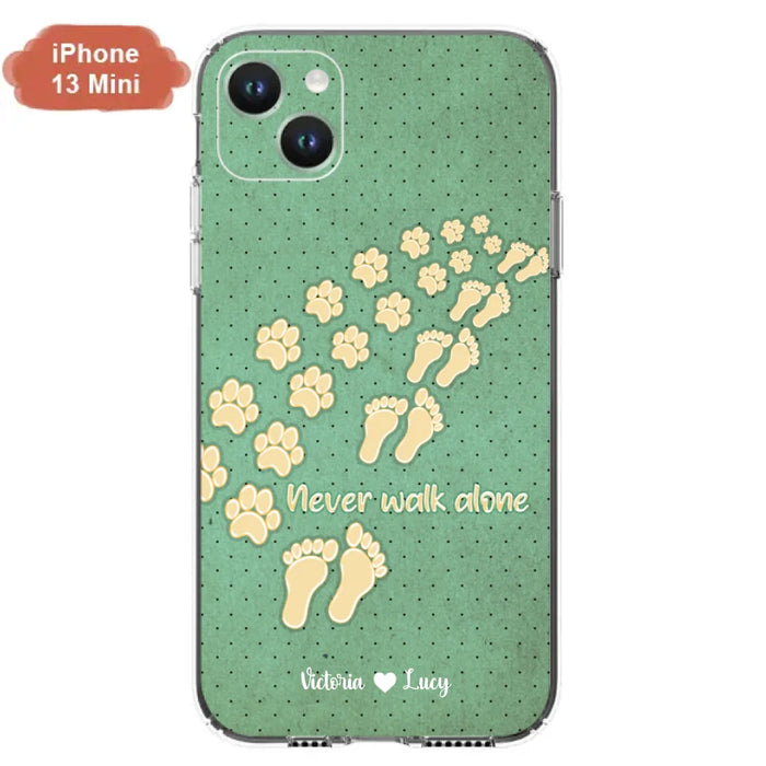 Personalized Dogs's Paws Phone Case - Best Gift Idea For Dog Lovers With Up to 3 Dogs's Paws - Never Walk ALone - Case For iPhone, Samsung And Xiaomi