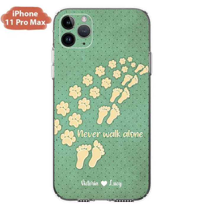 Personalized Dogs's Paws Phone Case - Best Gift Idea For Dog Lovers With Up to 3 Dogs's Paws - Never Walk ALone - Case For iPhone, Samsung And Xiaomi