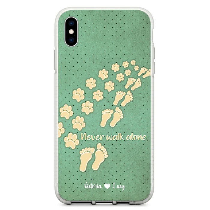 Personalized Dogs's Paws Phone Case - Best Gift Idea For Dog Lovers With Up to 3 Dogs's Paws - Never Walk ALone - Case For iPhone, Samsung And Xiaomi