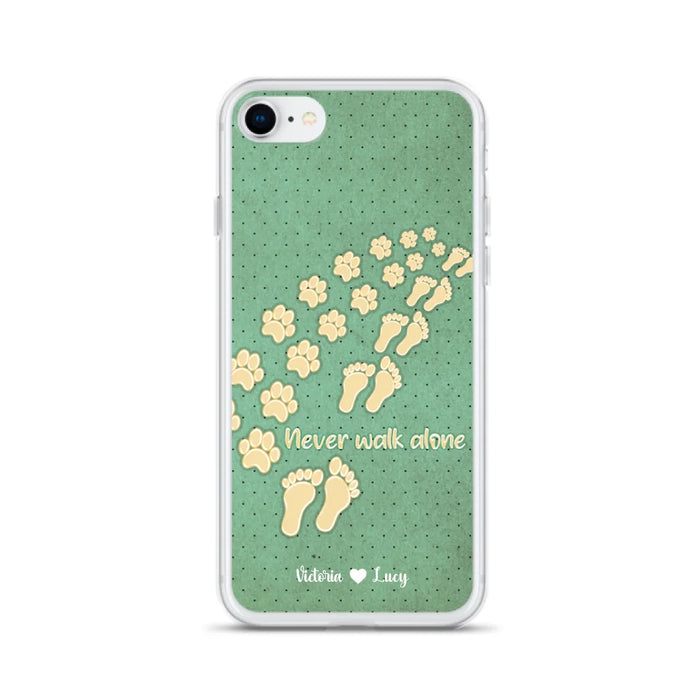Personalized Dogs's Paws Phone Case - Best Gift Idea For Dog Lovers With Up to 3 Dogs's Paws - Never Walk ALone - Case For iPhone, Samsung And Xiaomi