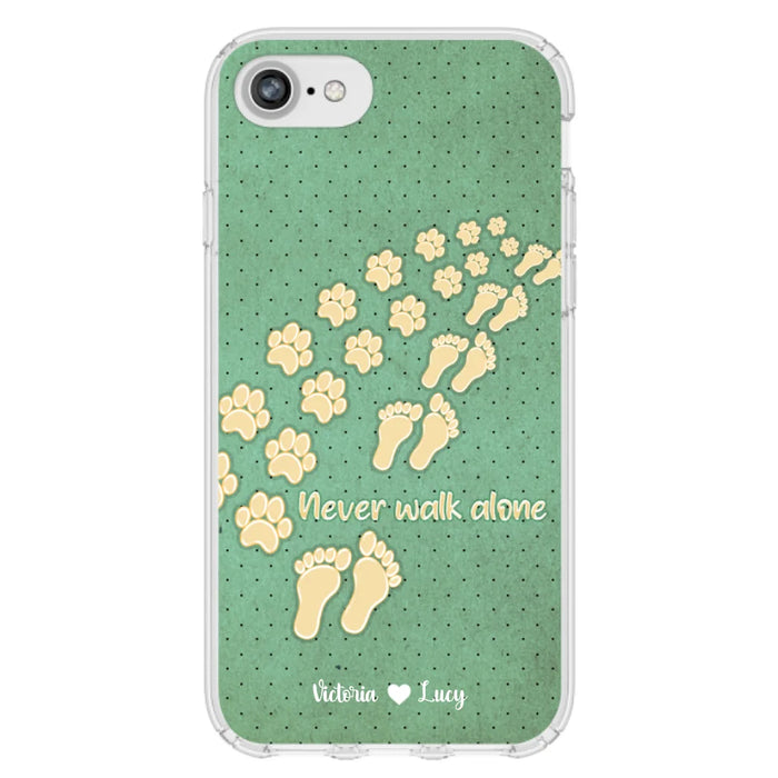 Personalized Dogs's Paws Phone Case - Best Gift Idea For Dog Lovers With Up to 3 Dogs's Paws - Never Walk ALone - Case For iPhone, Samsung And Xiaomi