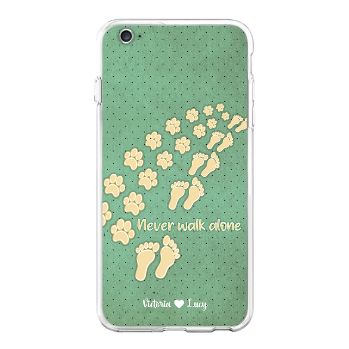 Personalized Dogs's Paws Phone Case - Best Gift Idea For Dog Lovers With Up to 3 Dogs's Paws - Never Walk ALone - Case For iPhone, Samsung And Xiaomi