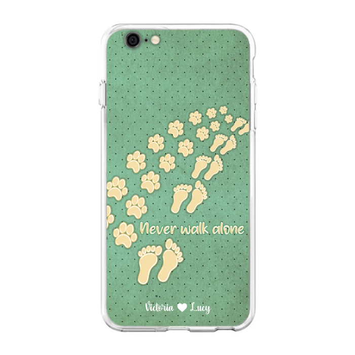 Personalized Dogs's Paws Phone Case - Best Gift Idea For Dog Lovers With Up to 3 Dogs's Paws - Never Walk ALone - Case For iPhone, Samsung And Xiaomi