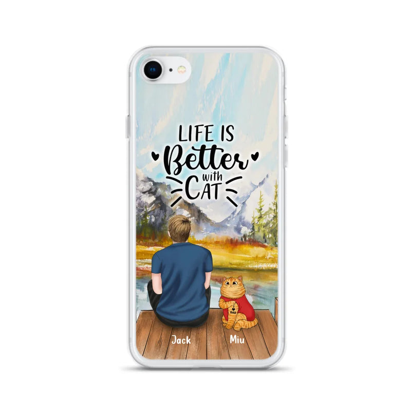 Custom Personalized Cat Dad Phone Case - Gifts For Cat Lovers With Upto 3 Cats - Best Cat Dad Ever - I Love Dad - Case For iPhone, Samsung And Xiaomi