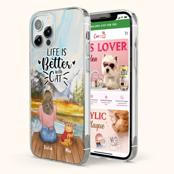 Personalized Cat Mom Phone Case - Gifts For Cat Lovers With Up to 3 Cats - Home Is Where The Paws Are - I Love Mom - Case For iPhone, Samsung And Xiaomi