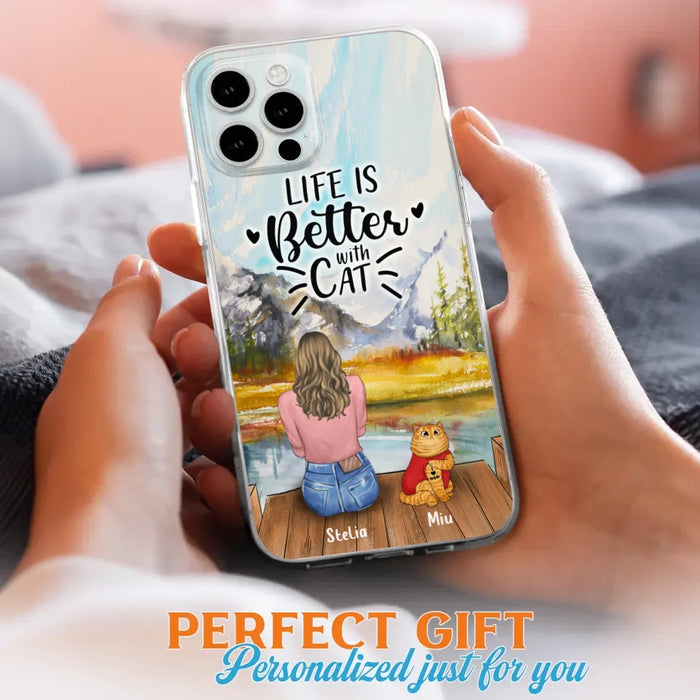 Personalized Cat Mom Phone Case - Gifts For Cat Lovers With Up to 3 Cats - Home Is Where The Paws Are - I Love Mom - Case For iPhone, Samsung And Xiaomi
