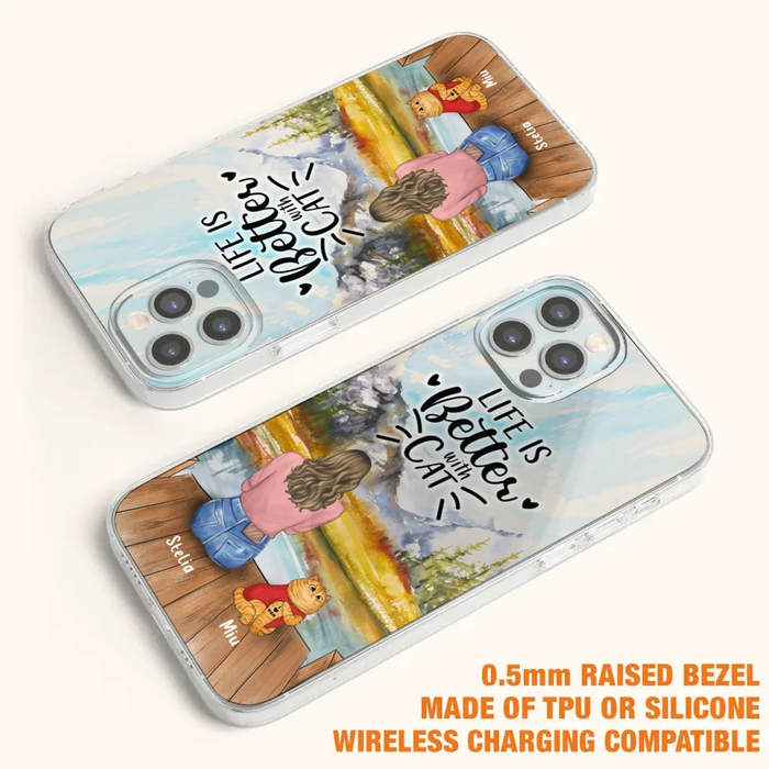 Personalized Cat Mom Phone Case - Gifts For Cat Lovers With Up to 3 Cats - Home Is Where The Paws Are - I Love Mom - Case For iPhone, Samsung And Xiaomi