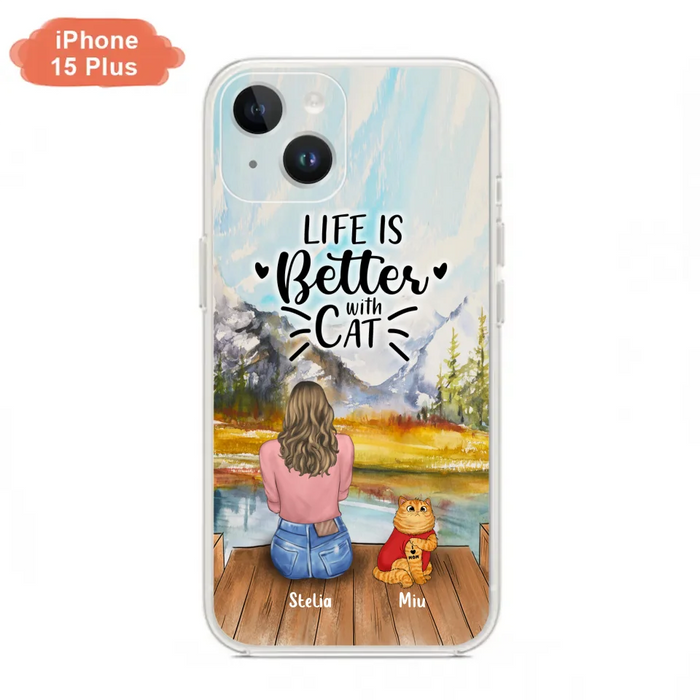 Personalized Cat Mom Phone Case - Gifts For Cat Lovers With Up to 3 Cats - Home Is Where The Paws Are - I Love Mom - Case For iPhone, Samsung And Xiaomi