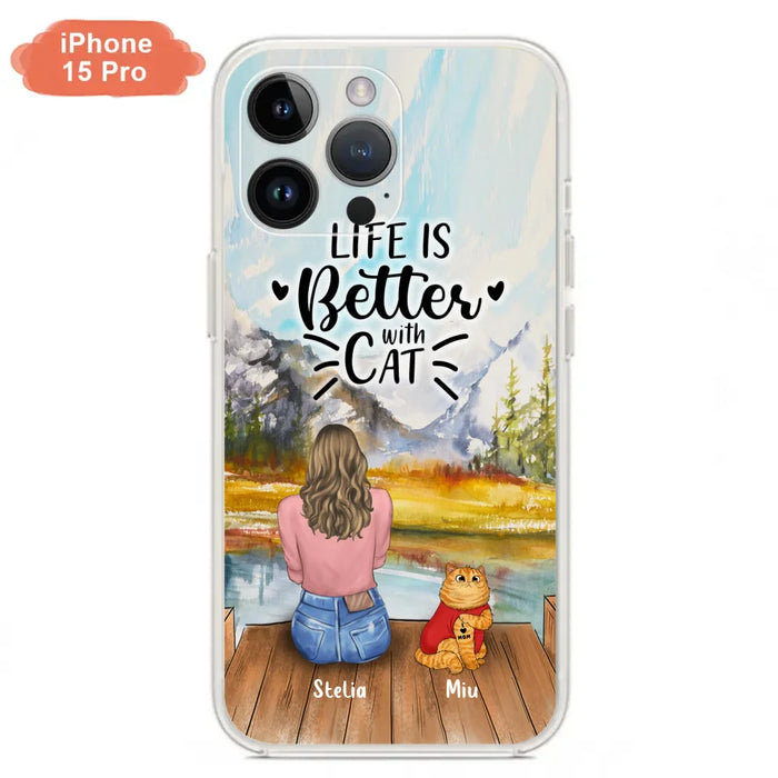 Personalized Cat Mom Phone Case - Gifts For Cat Lovers With Up to 3 Cats - Home Is Where The Paws Are - I Love Mom - Case For iPhone, Samsung And Xiaomi