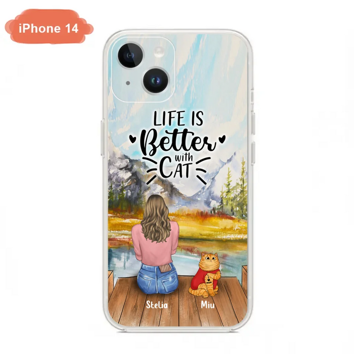 Personalized Cat Mom Phone Case - Gifts For Cat Lovers With Up to 3 Cats - Home Is Where The Paws Are - I Love Mom - Case For iPhone, Samsung And Xiaomi