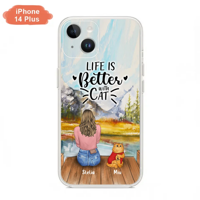 Personalized Cat Mom Phone Case - Gifts For Cat Lovers With Up to 3 Cats - Home Is Where The Paws Are - I Love Mom - Case For iPhone, Samsung And Xiaomi
