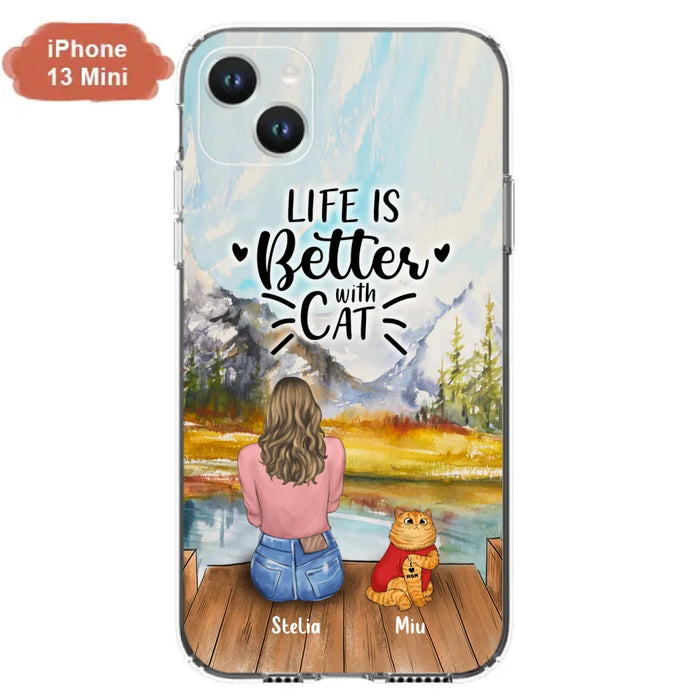 Personalized Cat Mom Phone Case - Gifts For Cat Lovers With Up to 3 Cats - Home Is Where The Paws Are - I Love Mom - Case For iPhone, Samsung And Xiaomi