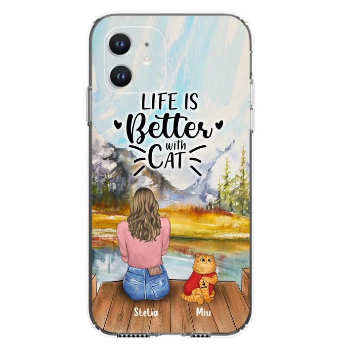 Personalized Cat Mom Phone Case - Gifts For Cat Lovers With Up to 3 Cats - Home Is Where The Paws Are - I Love Mom - Case For iPhone, Samsung And Xiaomi