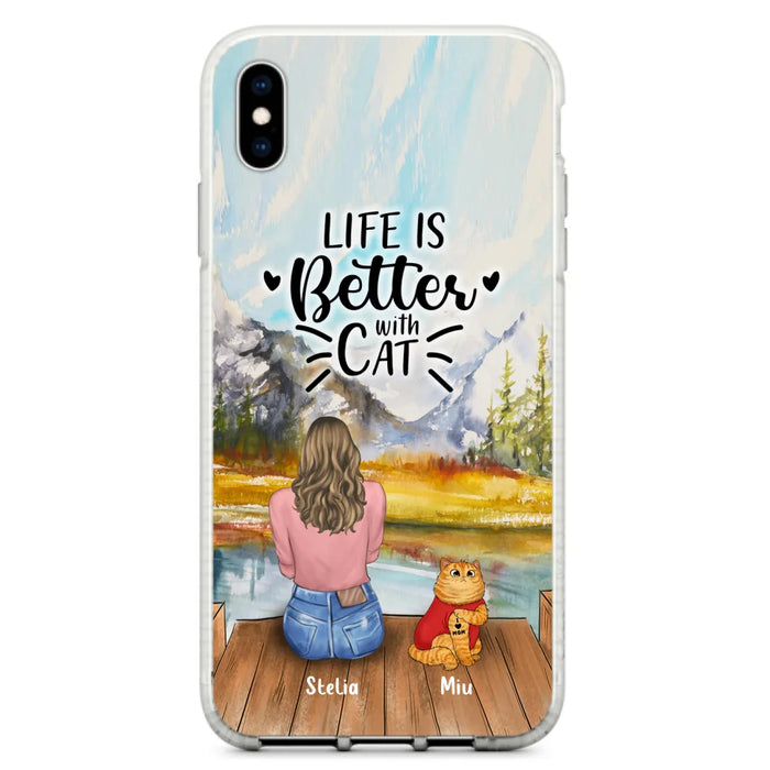 Personalized Cat Mom Phone Case - Gifts For Cat Lovers With Up to 3 Cats - Home Is Where The Paws Are - I Love Mom - Case For iPhone, Samsung And Xiaomi