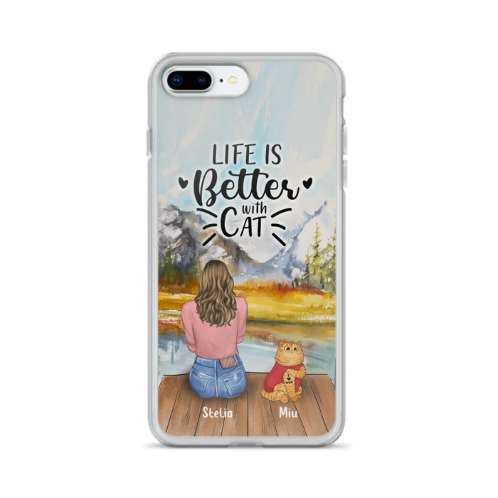 Personalized Cat Mom Phone Case - Gifts For Cat Lovers With Up to 3 Cats - Home Is Where The Paws Are - I Love Mom - Case For iPhone, Samsung And Xiaomi