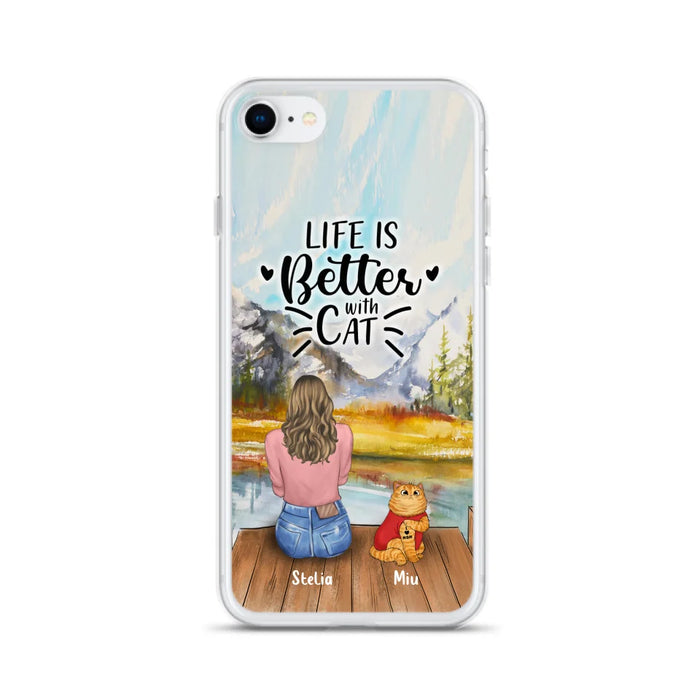 Personalized Cat Mom Phone Case - Gifts For Cat Lovers With Up to 3 Cats - Home Is Where The Paws Are - I Love Mom - Case For iPhone, Samsung And Xiaomi