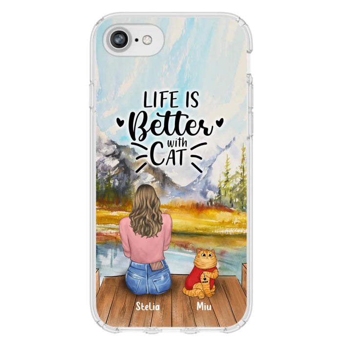 Personalized Cat Mom Phone Case - Gifts For Cat Lovers With Up to 3 Cats - Home Is Where The Paws Are - I Love Mom - Case For iPhone, Samsung And Xiaomi